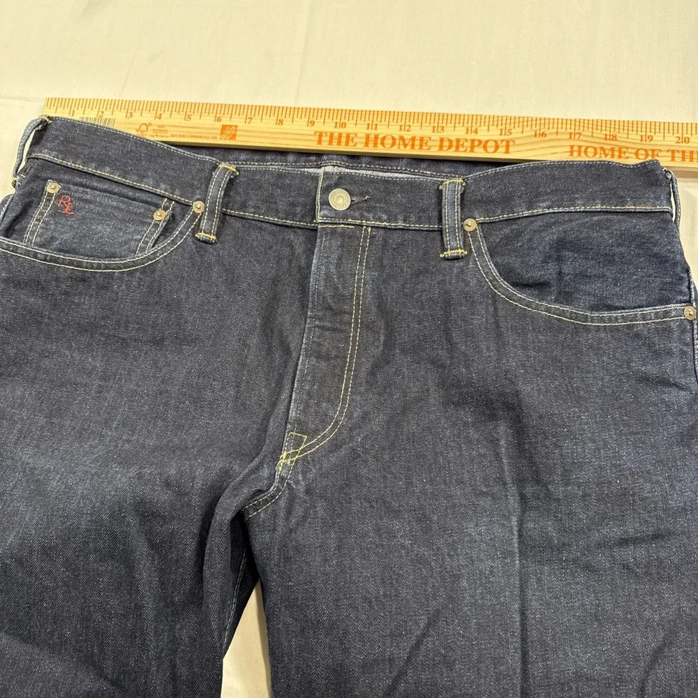 JEANS STRAIGHT Polo Ralph Lauren Men 38x30 Slim  Dark Wash Distress